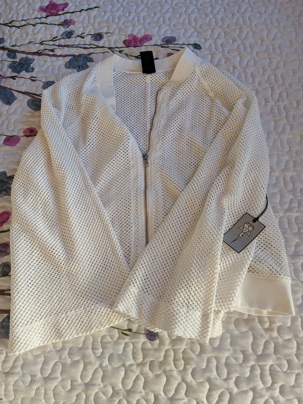 Electric Angel Women’s White Mesh Zip-Front Jacket
